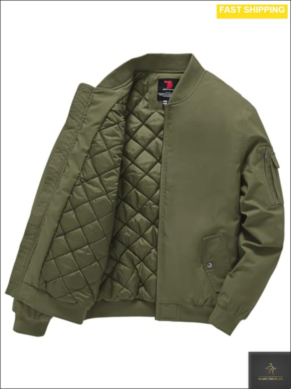 Men's Quilted Bomber Jacket Windproof Water Resistant Warm Winter Coat